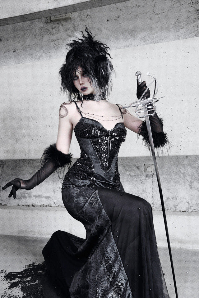 [pre-order] Snake Eyeshadow Dark Mode Dress + Mesh Gloves