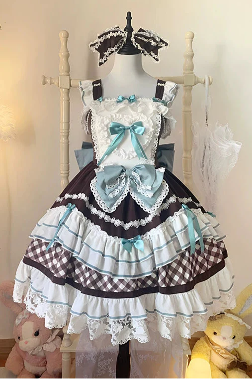 Heart Suspender Tiered Dress + Headpiece + Tail