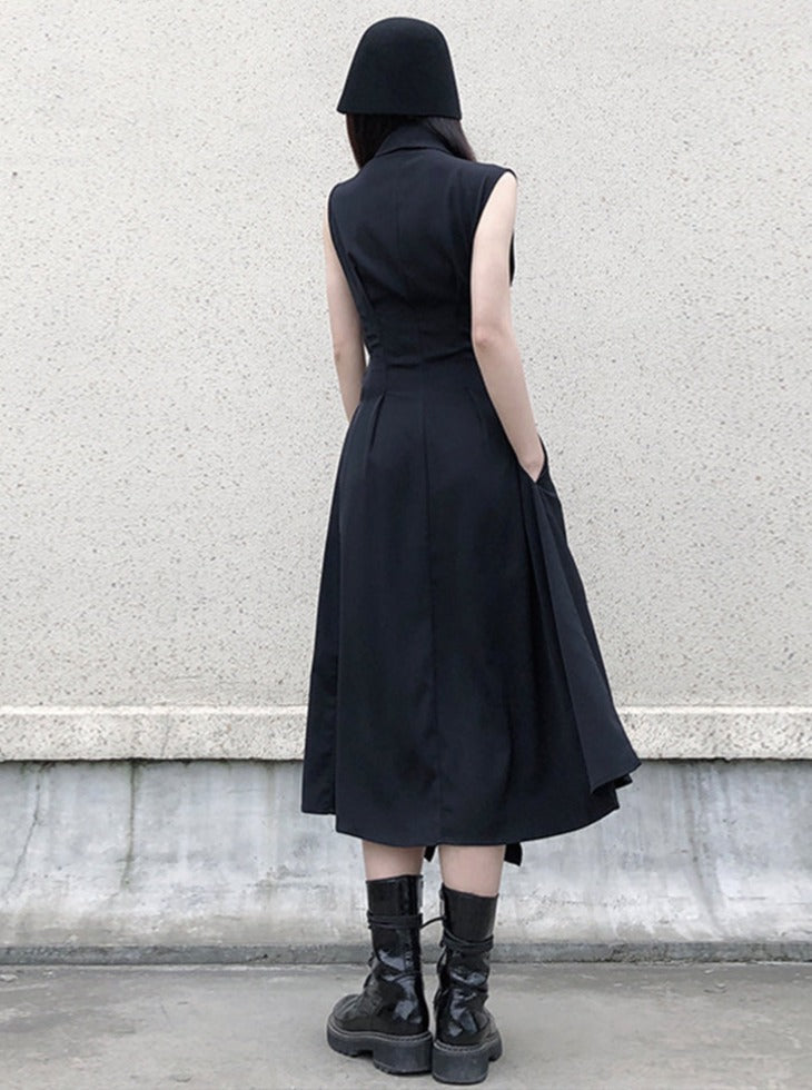 Sleeveless Flare Design Mode Shirt Dress