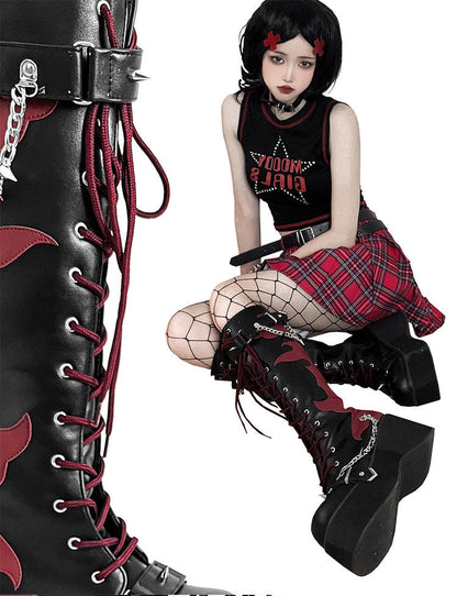 Punk Style Round Toe Platform Boots