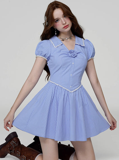 Romantic Rose Puff Sleeve Dress