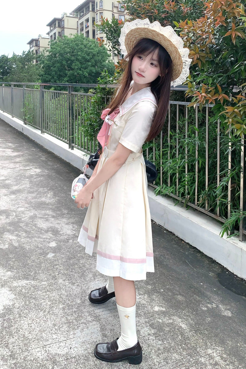Milky Yellow Retro Jogakuin Dress