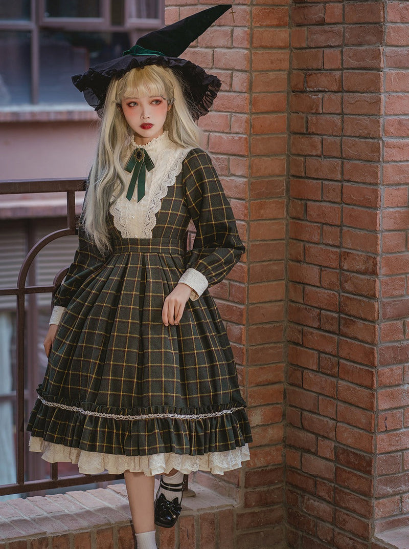 Retro Girl Volume Check Lolita Dress [pre-order]