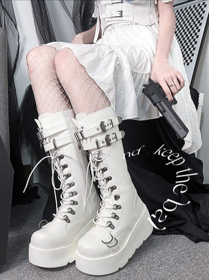 Spice Punk Style Gothic Platform Long Boots