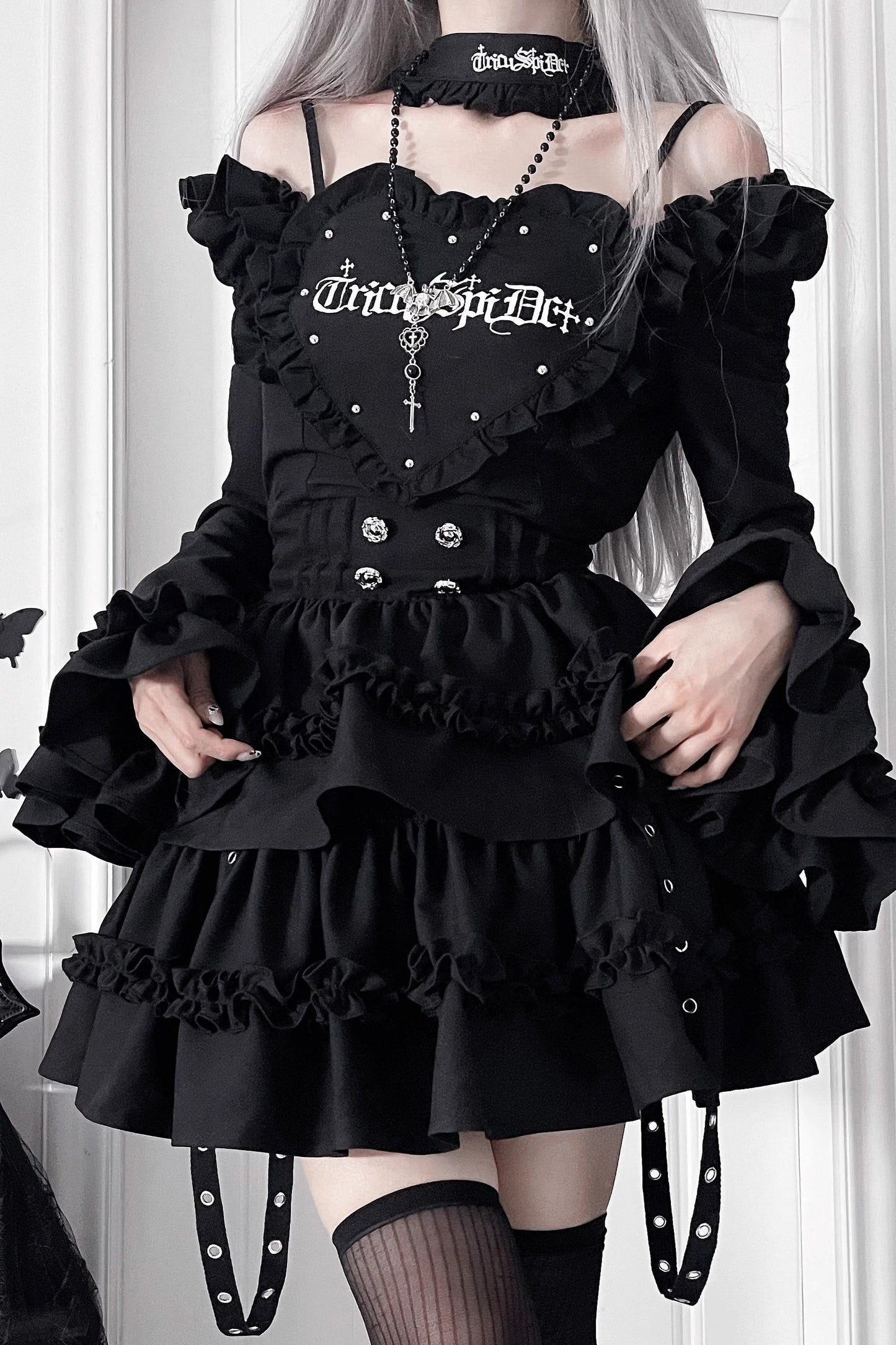 Subculture Gothic Dark Slim Long Sleeve Dress