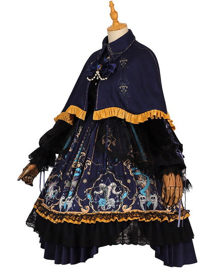 Black Retro Gothic Dark Lolita