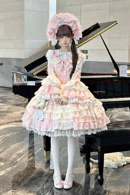 [pre-order] Peach Rabbit Antique Doll Lolita Dress Set
