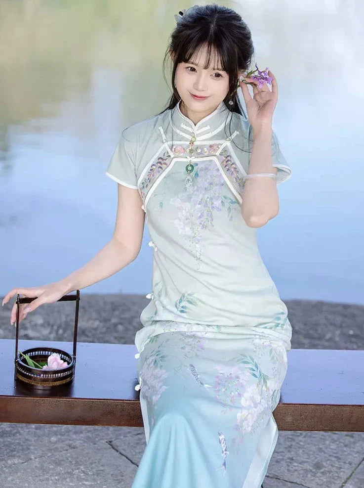 [pre-order] Full Front Print Cheongsam Dress