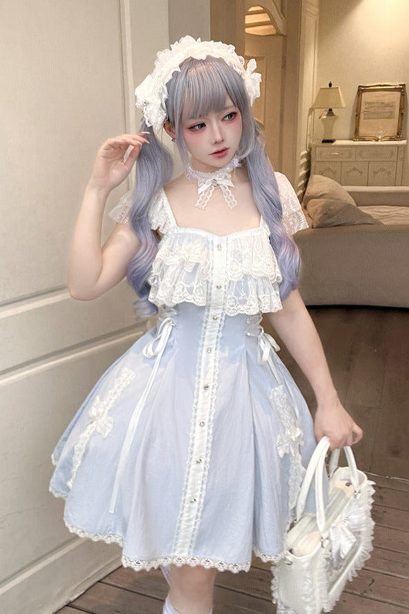 [reservations] Gothic Dark Mine Lace Flying Sleeve Dress + Choker