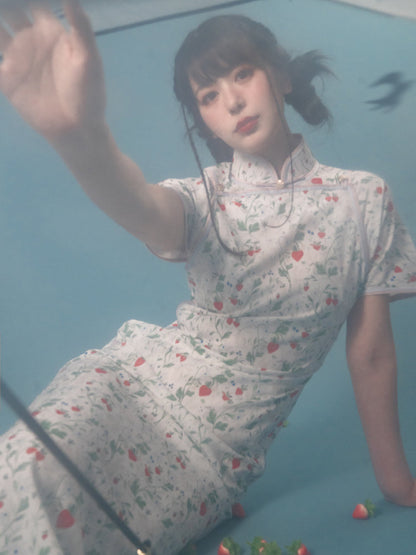 Strawberry Piping Cheongsam Dress