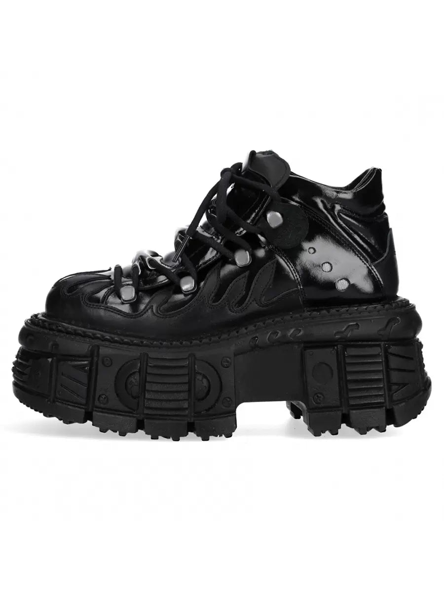 Retro Dark Punk Leather Lace-up Platform Shoes