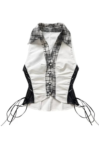 Y2k Dark Patchwork Vest Top