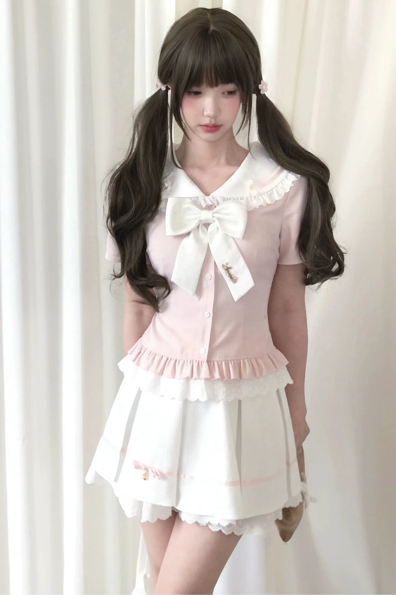 Girly Preppy Sailor Top + Skirt