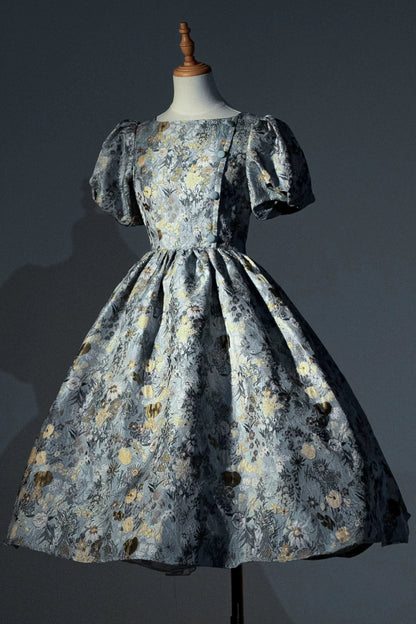 Golden Flower Design Dress + Skirt + Coat + Vest