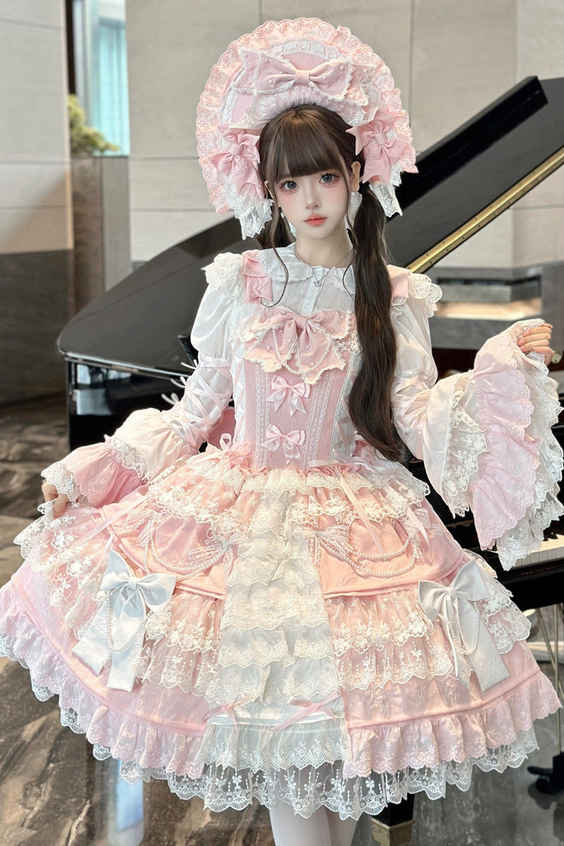 [pre-order] Peach Rabbit Antique Doll Lolita Dress Set