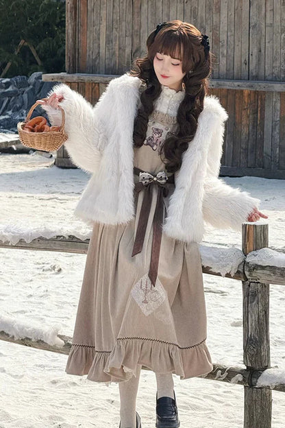 Antique Lace Corduroy Dress + Blouse