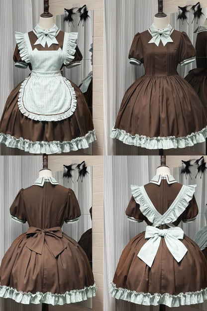 Mint Black Berry Lolita Dress + Apron + Tie