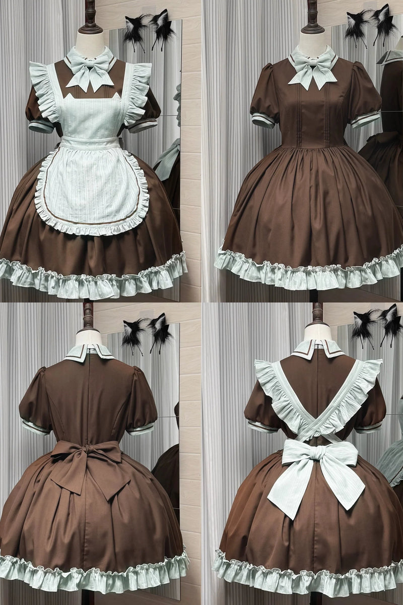 Mint Black Berry Lolita Dress + Apron + Tie