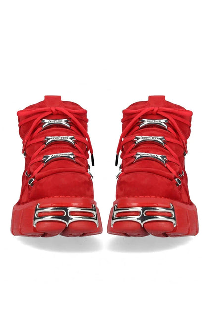 Dark Red Metallic Platform Sneakers