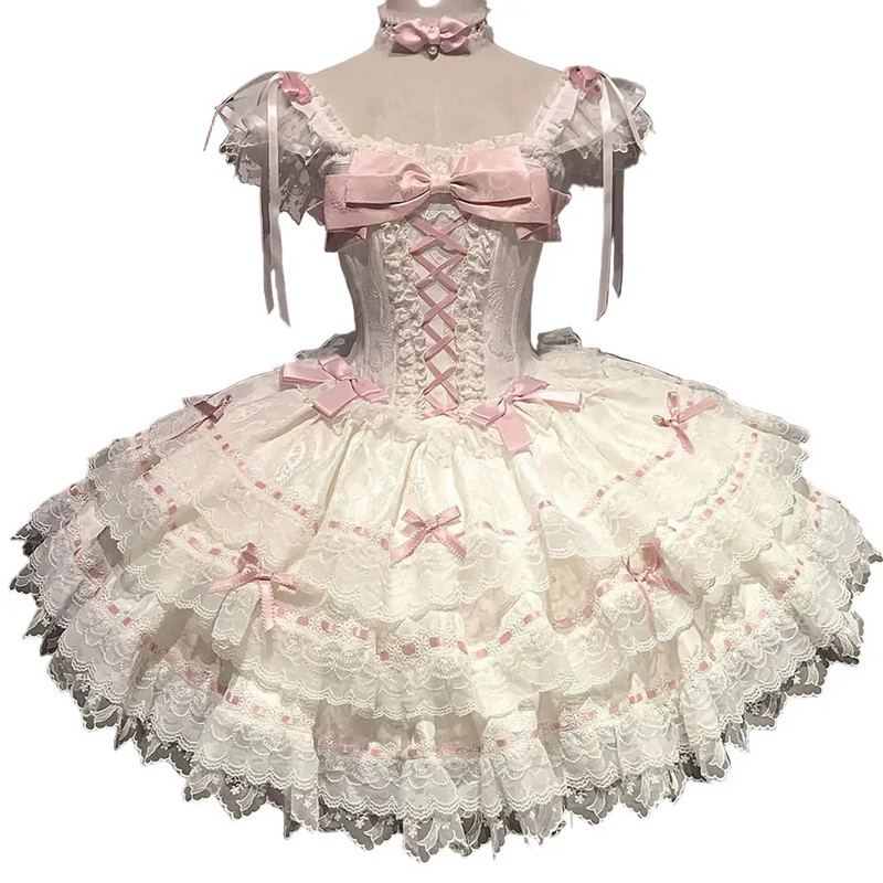 【予約商品】プリンセスリボンレースアップロリータドレス+アクセサリー