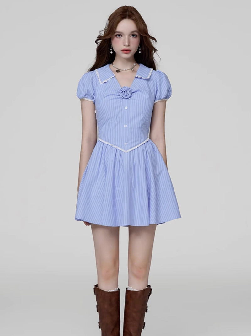 Romantic Rose Puff Sleeve Dress