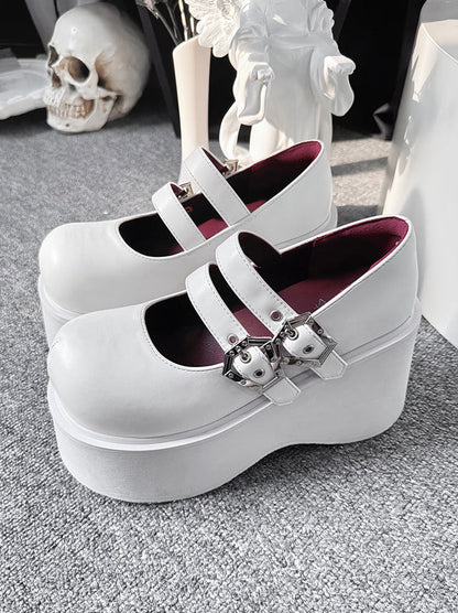 Retro Round Toe Gothic Punk Platform Shoes [matte/lace]