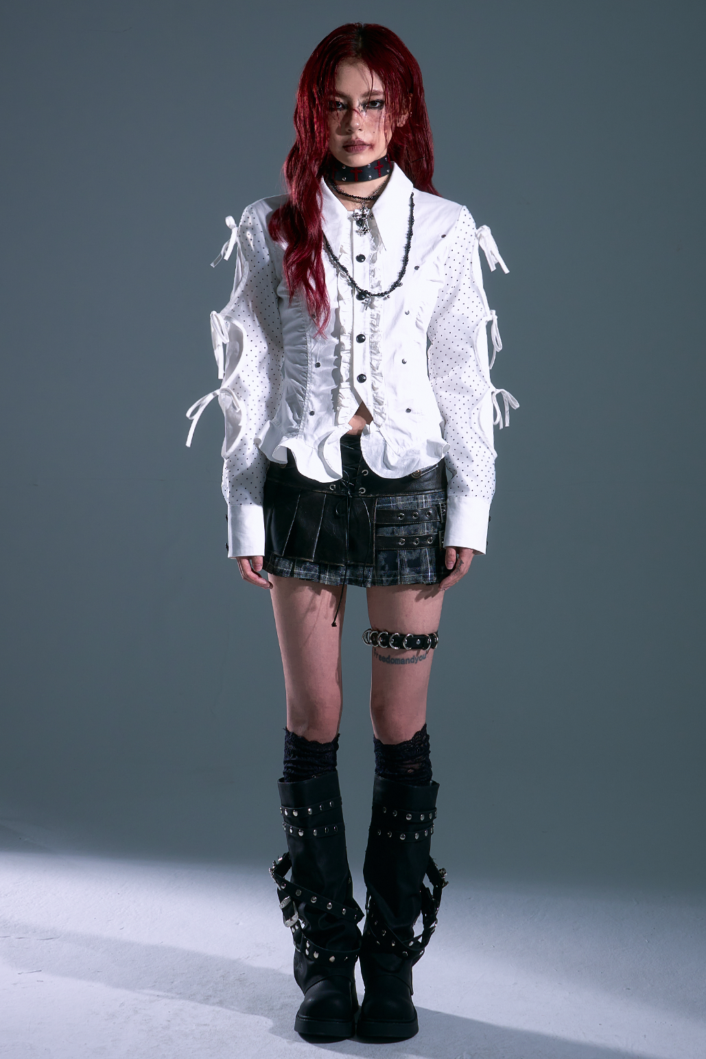 Retro Mode Dark Punk Dot Blouse
