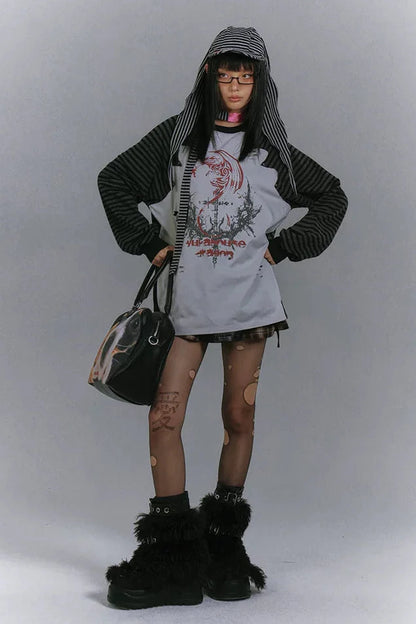 Two Tone Raglan Loose Top