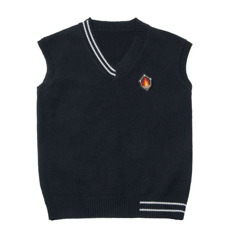 College Knit Vest + Shirt + Long Skirt + Pants + Tie
