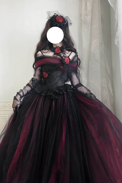 Dark Tulle Dress + Hat