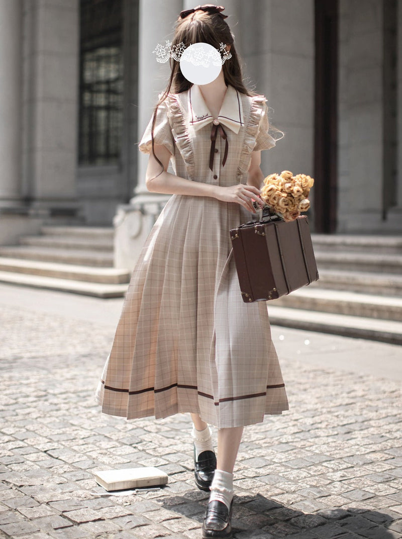 [pre-order] Ruffled Plaid Retro Dress