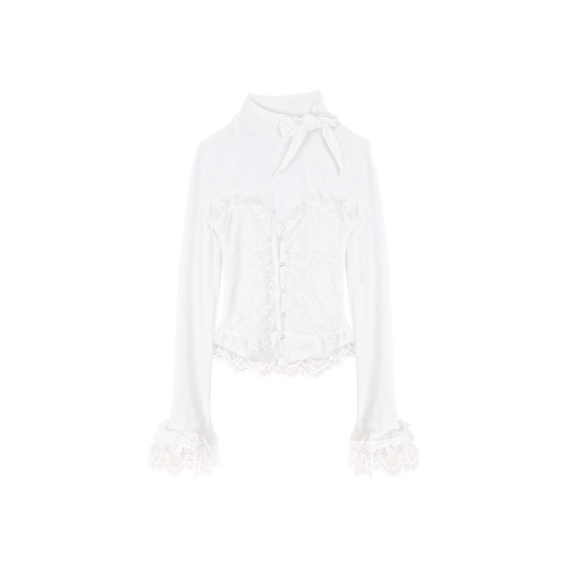 Lace Trim Cape Coat + Tops + Scarf
