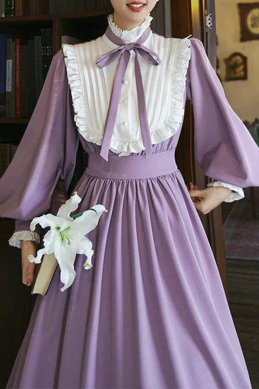 Wind Purple Lace Lantern Dress