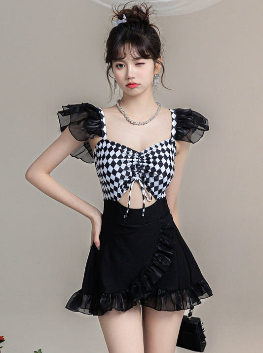 Mode Ruffle Design One Piece Swimsuit