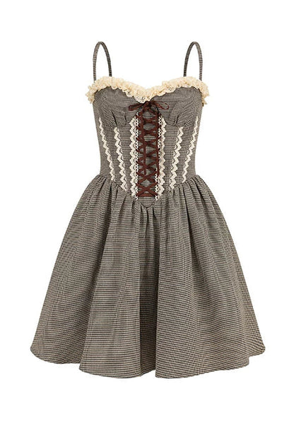 Lace Houndstooth Camisole Dress