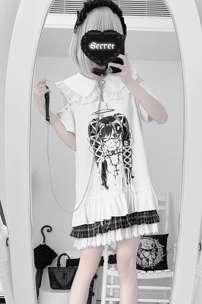 Subculture Print Off Shoulder Tie Dress