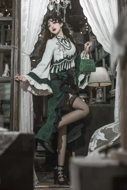 [pre-order] Chinese-style Snake Coat Hoodie Cape Tassel Dress Suit