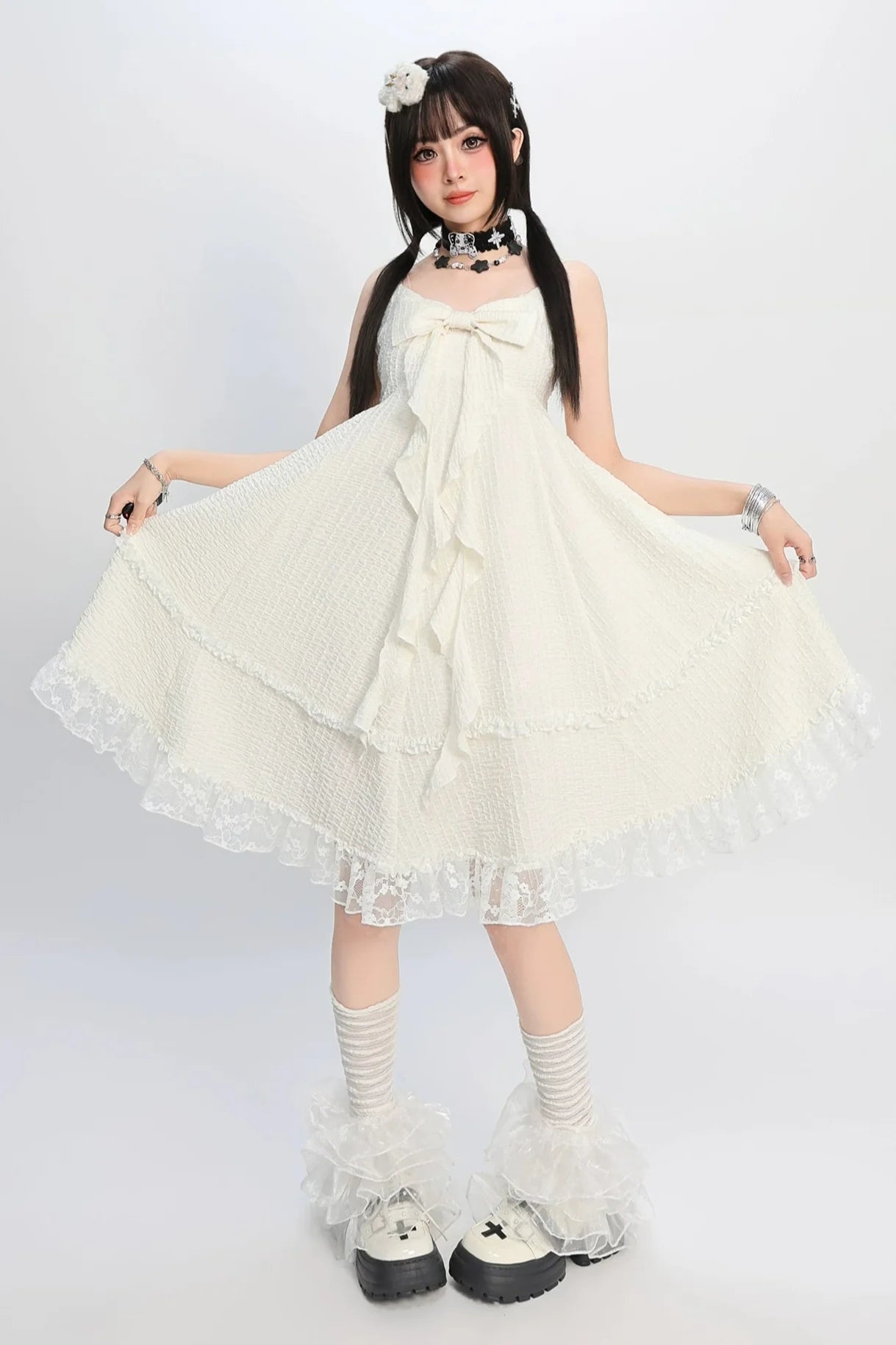 Girly Asian Big Bow Slip Dress