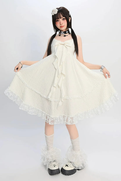 Girly Asian Big Bow Slip Dress