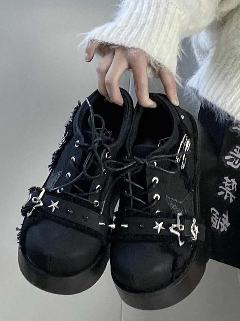Denim Dark Platform Shoes