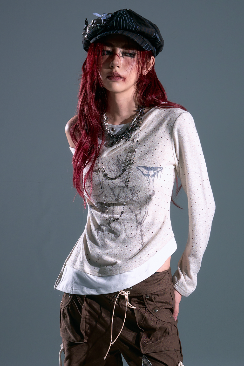 Punk Dot Lost Garden Asymmetric Top