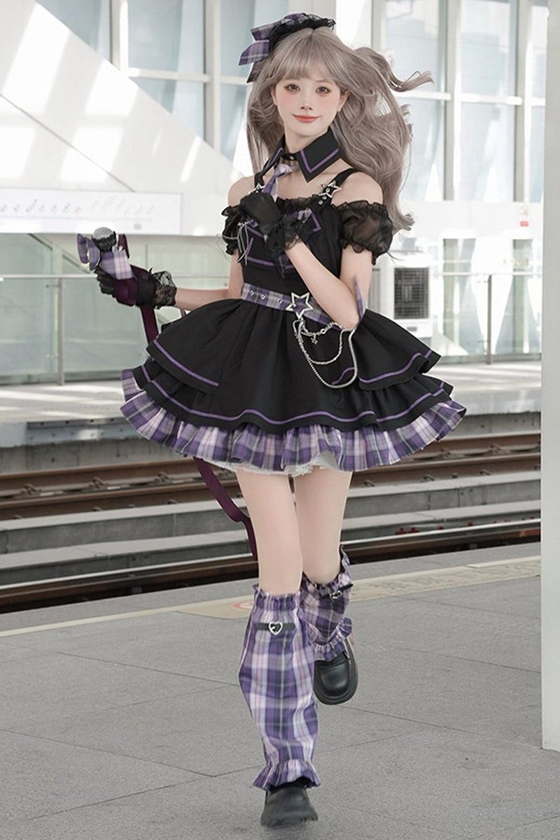 Dark Idol Plaid Lolita Dress + Leg Warmers