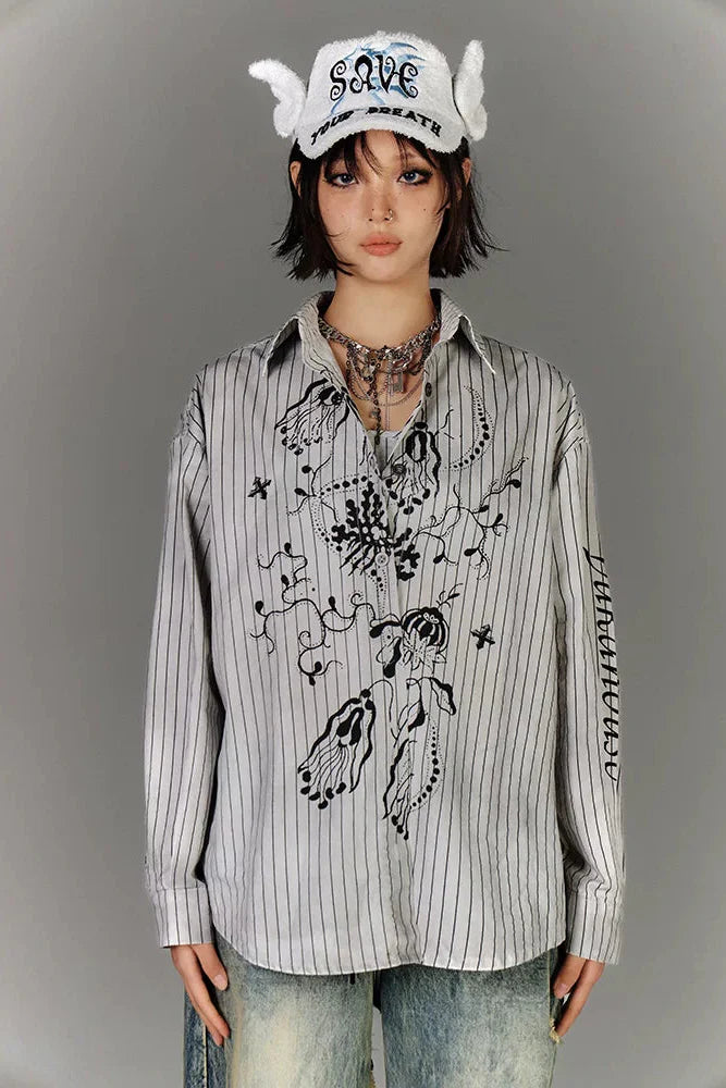 Graffiti Stripe Shirt + Camisole Vest