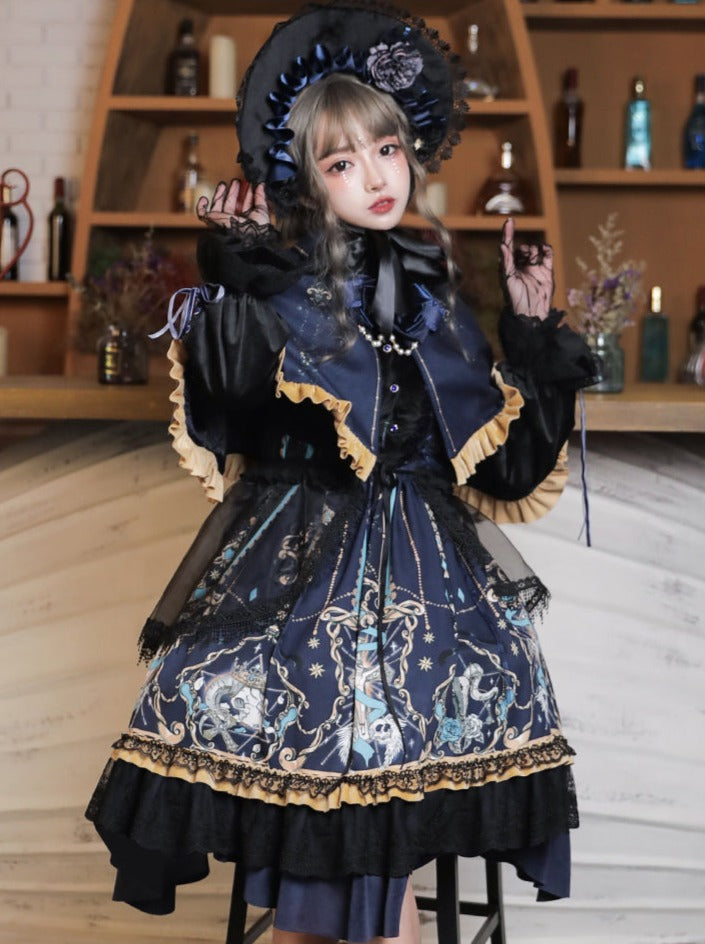 Black Retro Gothic Dark Lolita