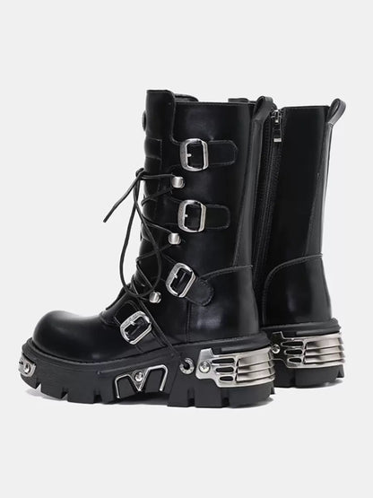 Retro Metal Punk Rock Platform Boots