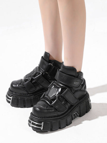 Cool Punk Retro Metal Velcro Strap Chunky Power Sole Sneakers