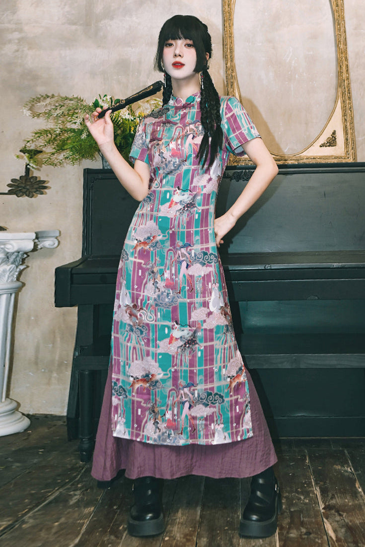 Phantom Chinese-style Fishtail Cheongsam Dress