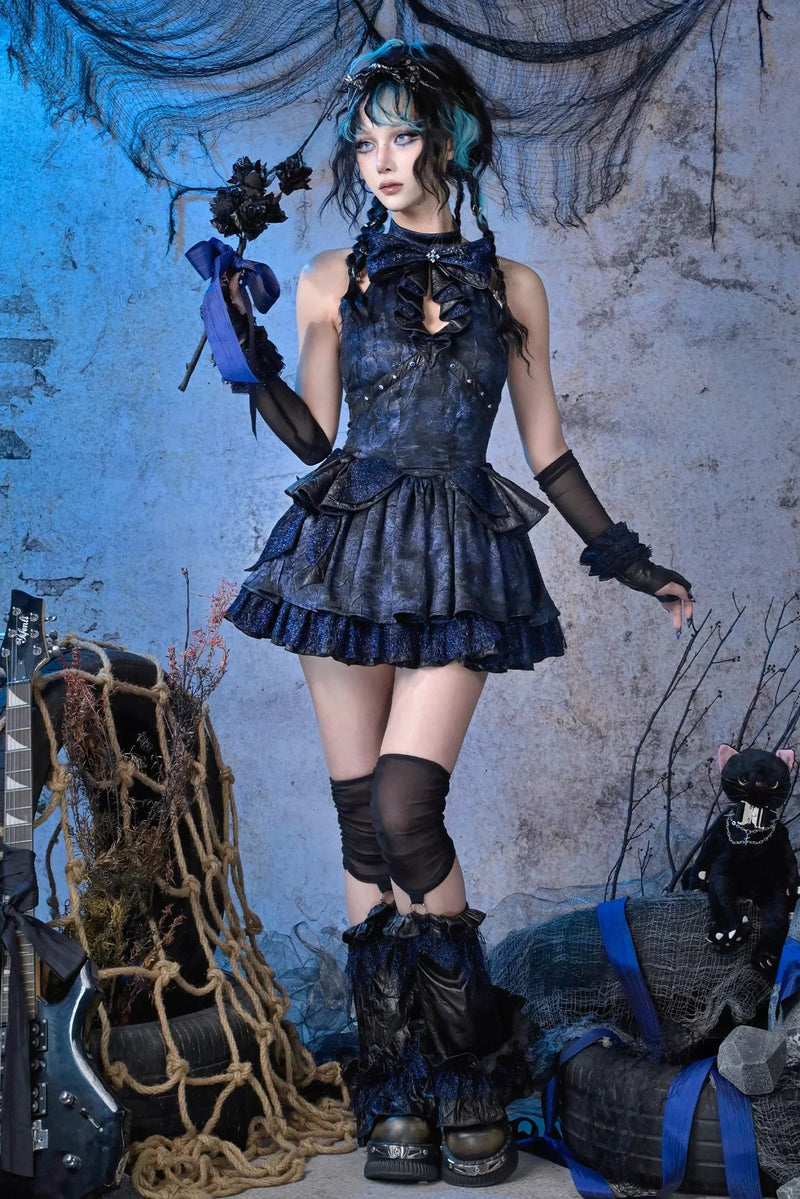 Lace Punk Halter Dress + Accessories