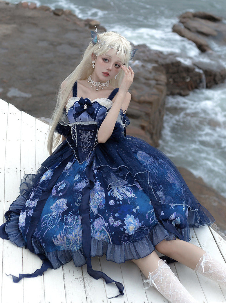 Deep Jellyfish Suspender Dress Set