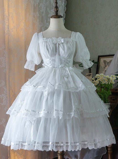 Light Flower Wedding Lolita Dress + Halterneck Suspender Dress